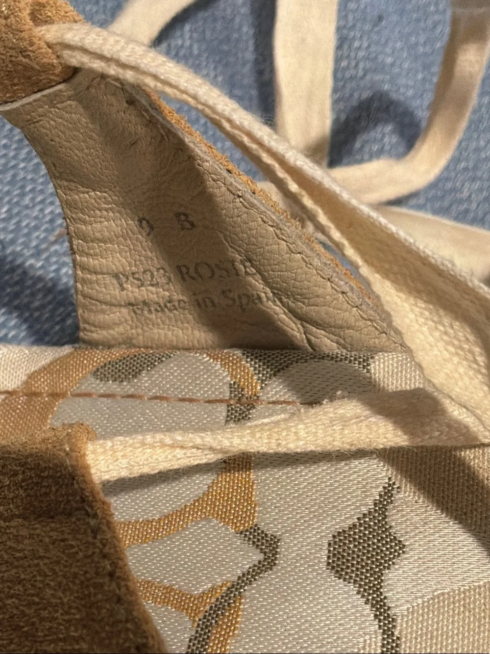 Coach Tan Espadrille Wedge Sandals with Ankle Ties